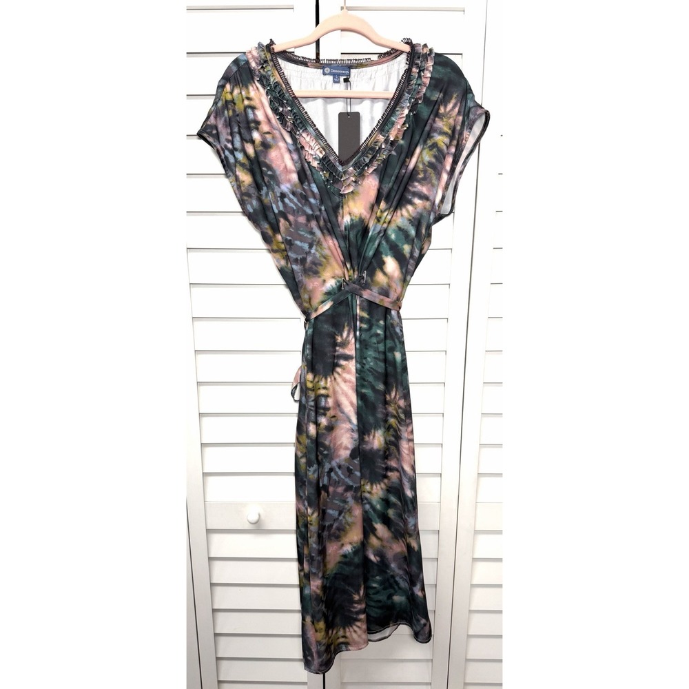 Democracy Boho Tie Dye Lightweight Belted Midi Dress Women's Size Medium NWT